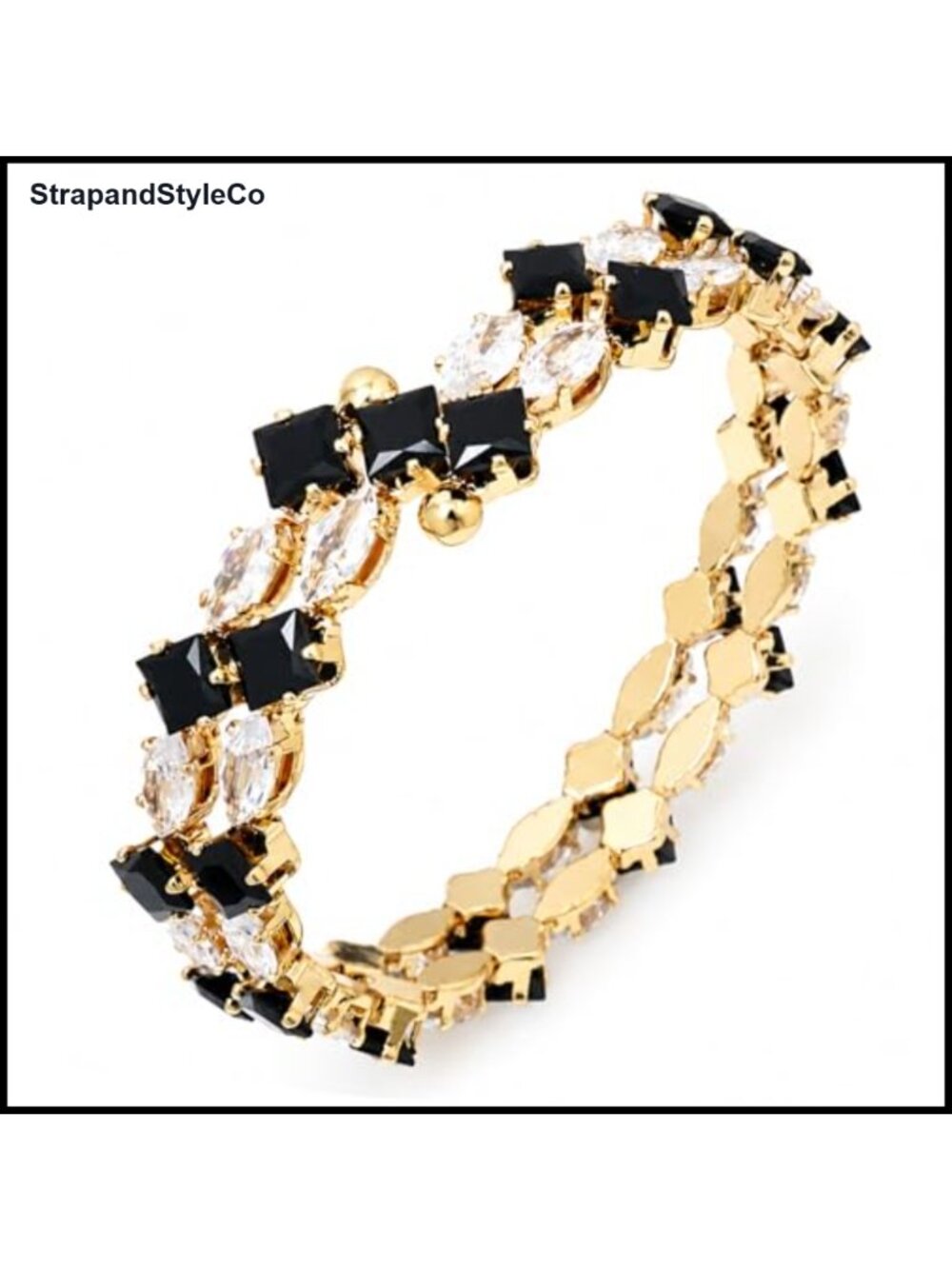 Rhinestone CZ Cuff Bracelet Adjustable Elastic Bangle Jewelry
